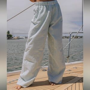 Daily Drills Seersucker Wide-Leg Pants